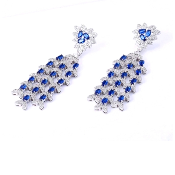 NWT, STUNNING DEEP BLUE SWAROVSKI CRYSTALS & CLEAR SWAROVSKI CRYSTALS - Picture 6 of 7